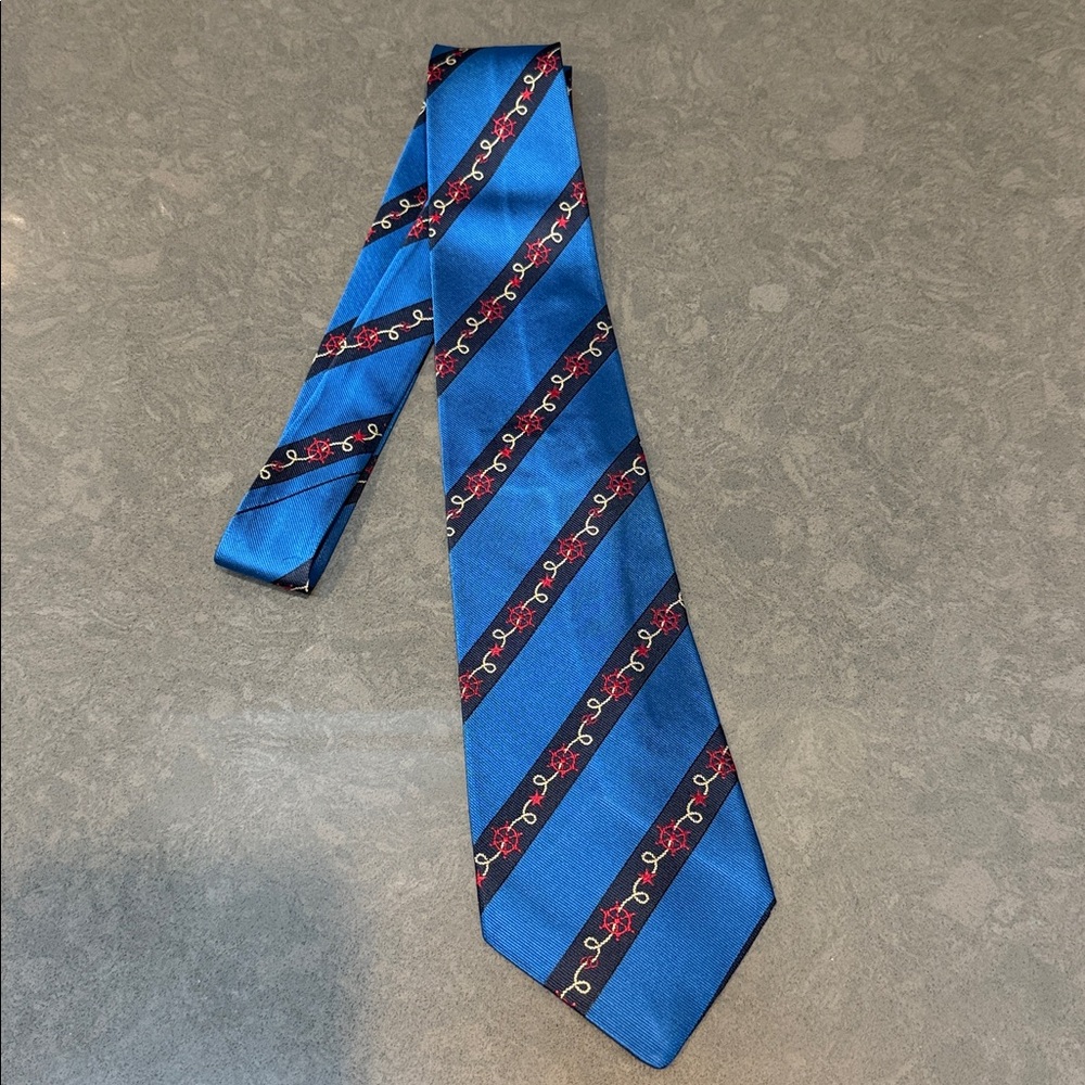 Chanel Sailor Helm Stars Silk Tie